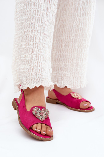 Sandalias rosas para mujer con decoración de corazón S.Barski KV27-018 2
