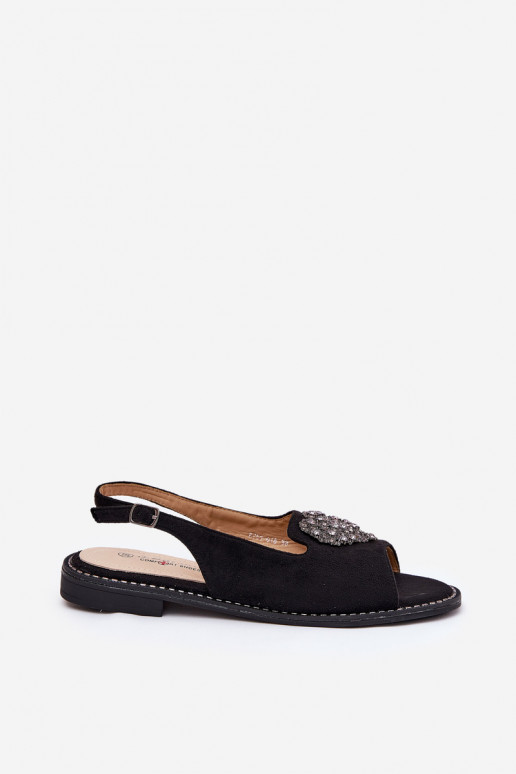 Sandalias de mujer Con decoraciones con corazonesm S.Barski KV27-018 de color negro Sandalias de mujer Con decoraciones con corazonesm S.Barski KV27-018 de color negro