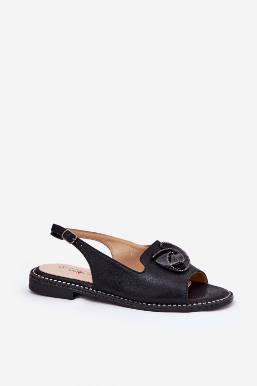 con brillo Sandalias de mujer con adornos S.Barski KV51-006 de color negro