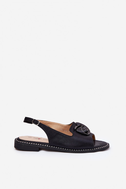 con brillo Sandalias de mujer con adornos S.Barski KV51-006 de color negro