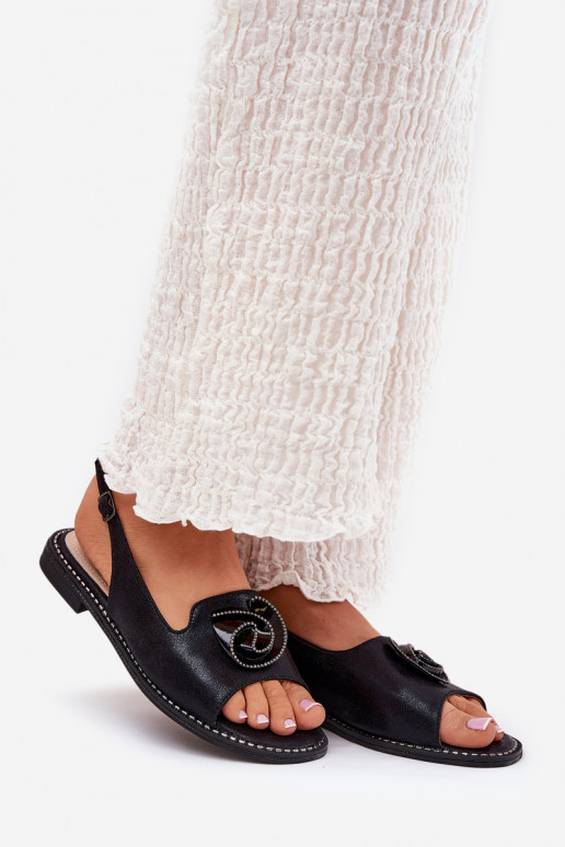 con brillo Sandalias de mujer con adornos S.Barski KV51-006 de color negro