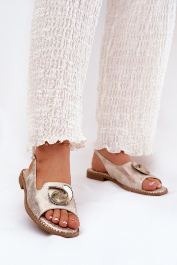Sandalias brillantes doradas para mujer con patrones S.Barski KV51-006