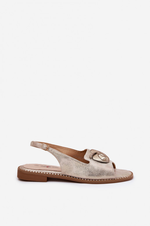 con brillo Sandalias de mujer con adornos S.Barski KV51-006 color dorado con brillo Sandalias de mujer con adornos S.Barski KV51-006 color dorado