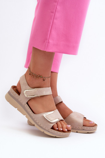 Sandalias de mujer con sujetadores adhesivos beige Risanni 2