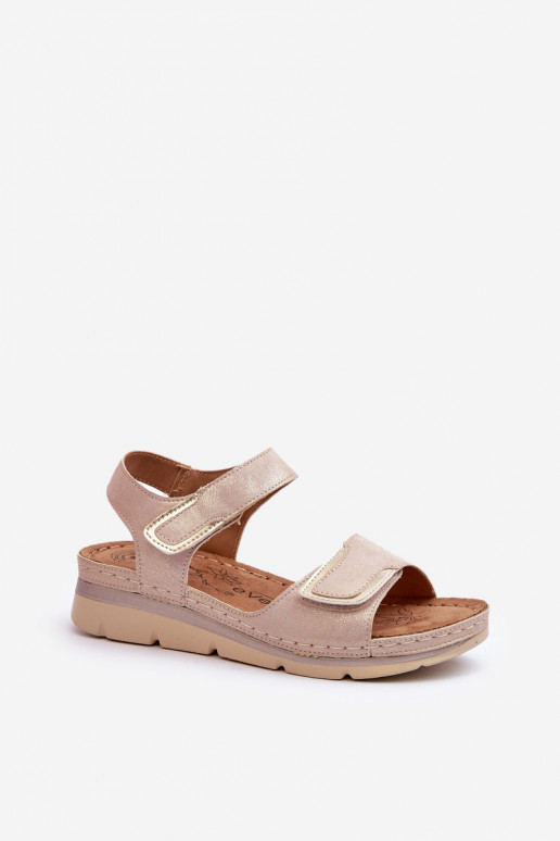 Sandalias de mujer con sujetadores adhesivos beige Risanni Sandalias de mujer con sujetadores adhesivos beige Risanni
