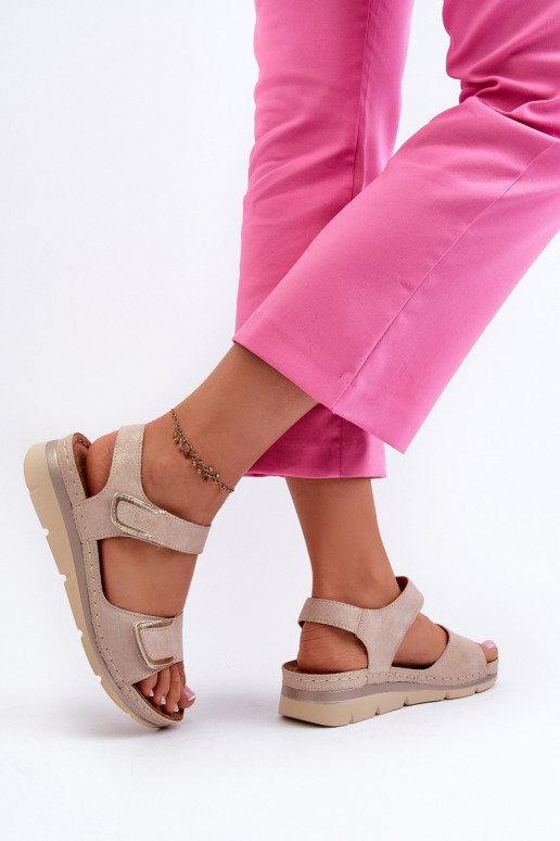 Sandalias de mujer con sujetadores adhesivos beige Risanni Sandalias de mujer con sujetadores adhesivos beige Risanni