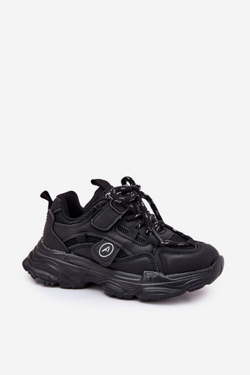 Zapatillas deportivas infantiles con plataforma color negro