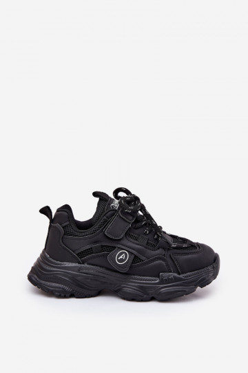 Zapatillas deportivas infantiles con plataforma color negro 2