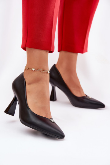 Estilo elegante Zapatos Activado Rozszerzanej Szpilce Vinceza 62222 de color negro