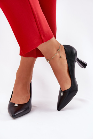 Estilo elegante Zapatos Activado Rozszerzanej Szpilce Vinceza 62222 de color negro 2