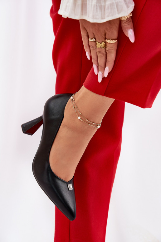 Estilo elegante Zapatos Activado Rozszerzanej Szpilce Vinceza 62222 de color negro