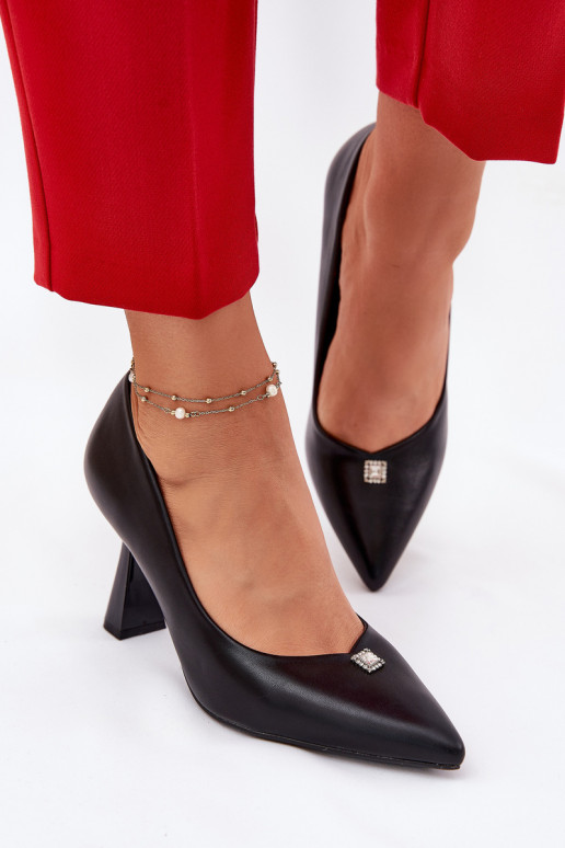 Estilo elegante Zapatos Activado Rozszerzanej Szpilce Vinceza 62222 de color negro