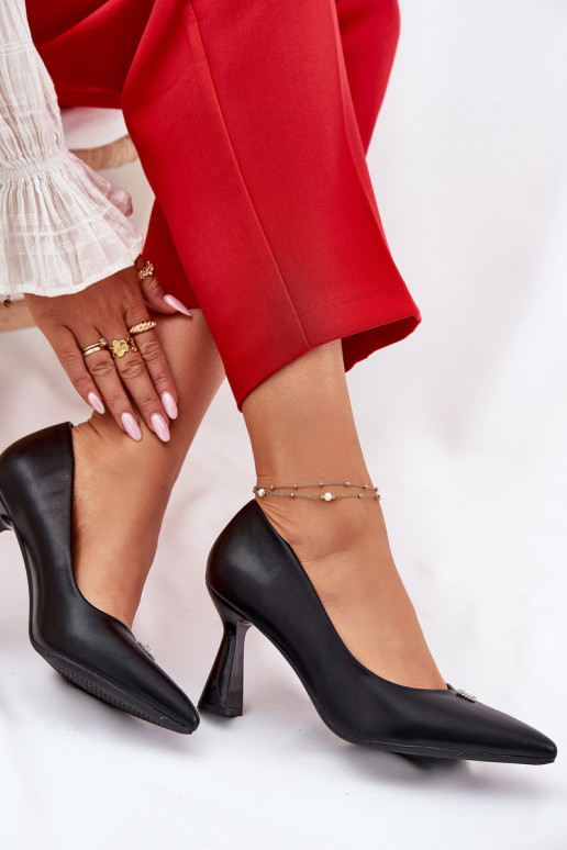 Estilo elegante Zapatos Activado Rozszerzanej Szpilce Vinceza 62222 de color negro