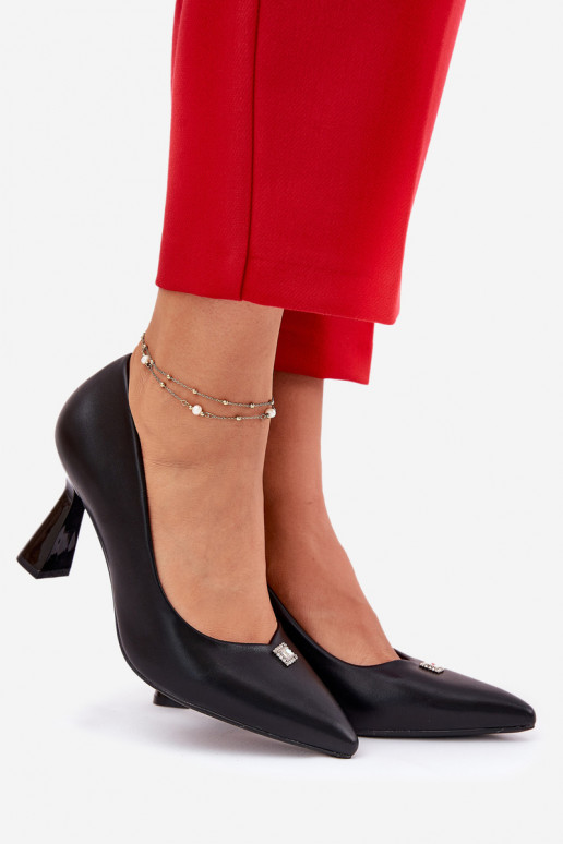 Estilo elegante Zapatos Activado Rozszerzanej Szpilce Vinceza 62222 de color negro