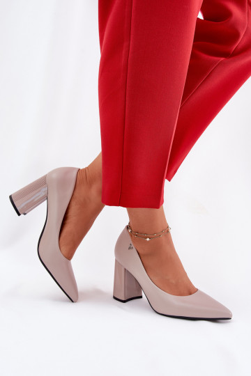 Zapatos elegantes con tacón color gris 2