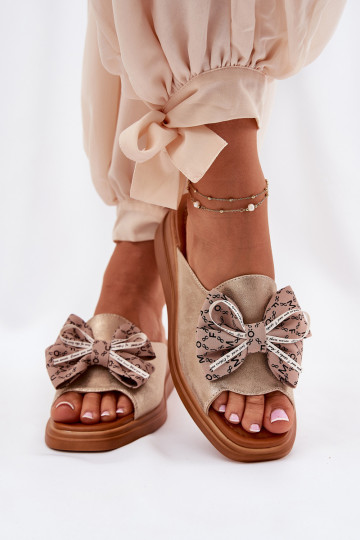 Chanclas de mujer con tacón y lazos color negro