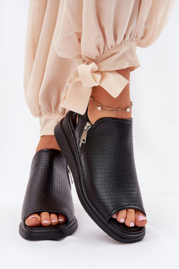 Sandalias de mujer en una cuña de color negro Mevinette 2