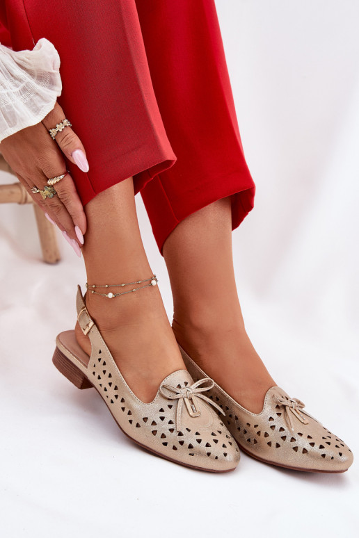 Bailarinas caladas con el talón abierto color dorado Activadovinnia Bailarinas caladas con el talón abierto color dorado Activadovinnia