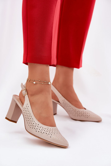 Sandalias caladas con tacón perladas 2