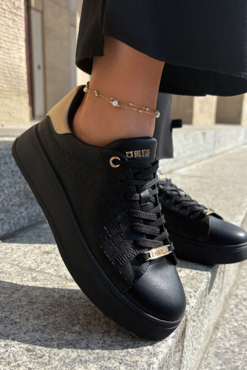 Zapatillas modelo zapatos. Femenino de cuero ecológico Big Star RR274257 de color negro