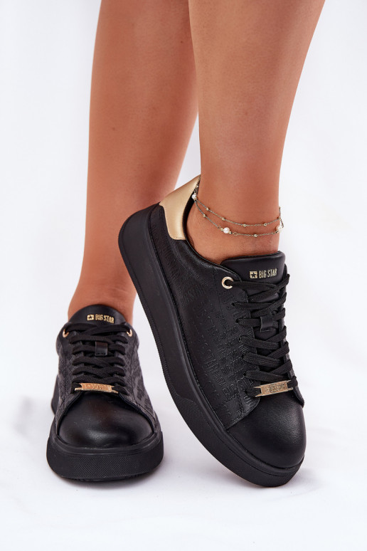 Zapatillas modelo zapatos. Femenino de cuero ecológico Big Star RR274257 de color negro