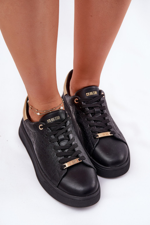 Zapatillas modelo zapatos. Femenino de cuero ecológico Big Star RR274257 de color negro