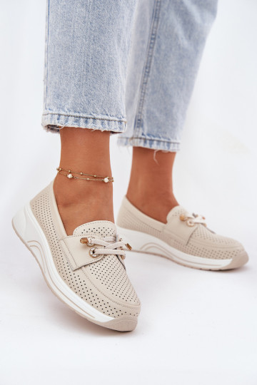 Piel zapatos Hecho de cuero natural con una plataforma Artiker 56C2102 beige 2