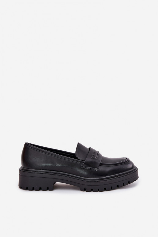 modelo clásico mocasines de mujer de cuero ecológico de color negro Enticca