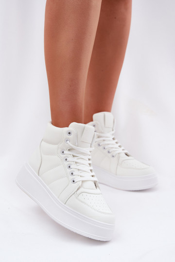 Botas altas tipo sneakers para mujeres con plataforma color blanco Tillive