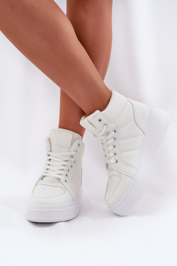 Botas altas tipo sneakers para mujeres con plataforma color blanco Tillive 2