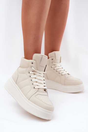 Botas altas tipo sneakers para mujeres con plataforma color arena Tillive 2