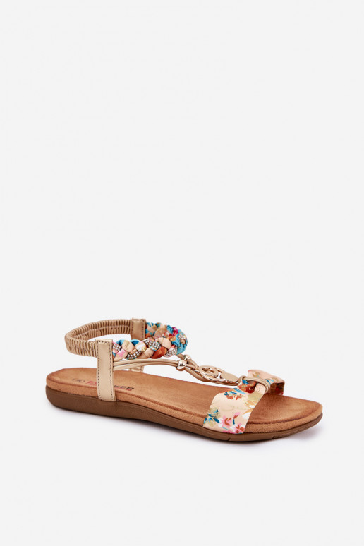 Sandalias planas para mujer. Z Plecionymi Tirasem y decoracion Artiker 56C1316 color dorado