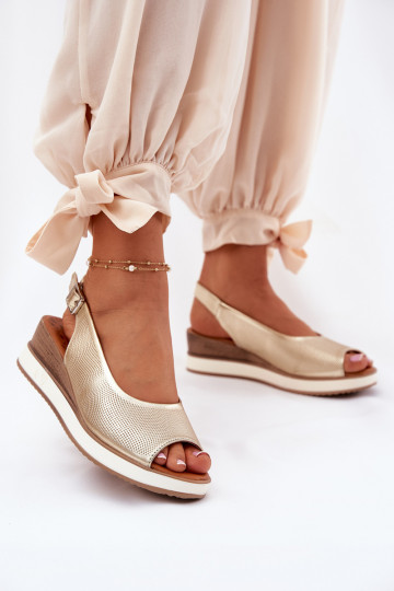 Piel Sandalias plataforma Artiker 56C2312 color dorado