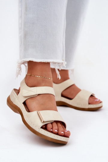 Sandalias cómodas de mujer. con sujetadores adhesivos color dorado Iphiope