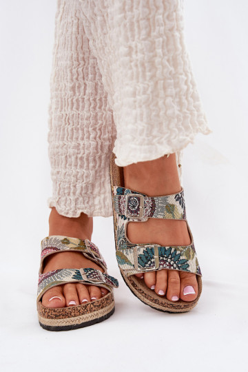 Estampado zapatillas de mujer con una plataforma con hebillas Lee Cooper LCEN-25-35-3483L Colores diferentes