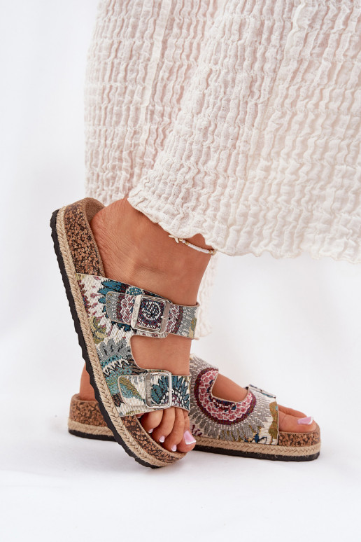 Estampado zapatillas de mujer con una plataforma con hebillas Lee Cooper LCEN-25-35-3483L Colores diferentes