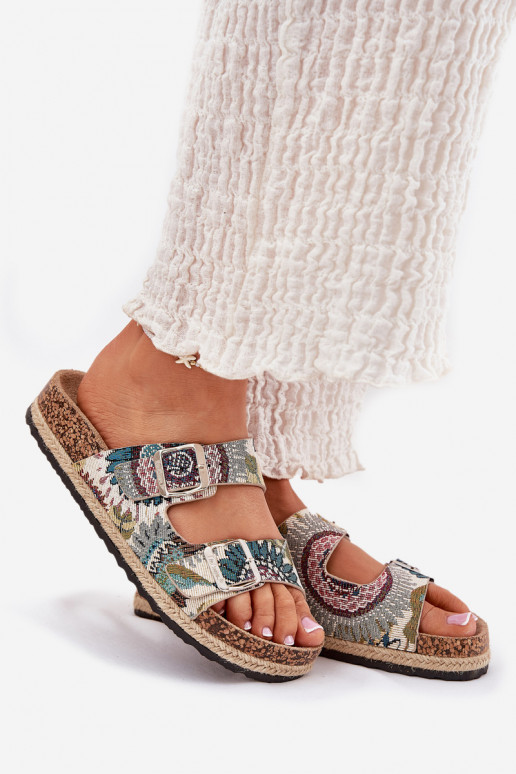 Estampado zapatillas de mujer con una plataforma con hebillas Lee Cooper LCEN-25-35-3483L Colores diferentes