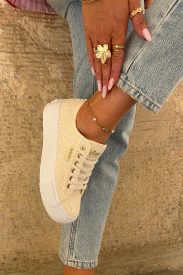 Zapatos de ocio con encaje Lee Cooper LCEN-25-31-3440L beige 2