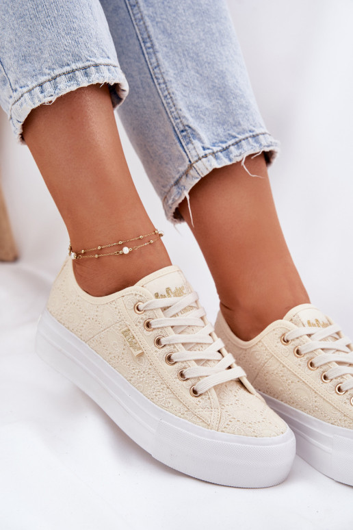 Zapatos de ocio con encaje Lee Cooper LCEN-25-31-3440L beige Zapatos de ocio con encaje Lee Cooper LCEN-25-31-3440L beige