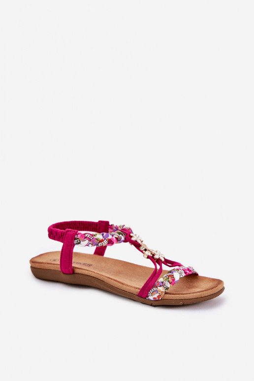 Sandalias planas para mujer. Z Plecionymi Paskami I Przypinkami Artiker 56C1314 color rosa Sandalias planas para mujer. Z Plecionymi Paskami I Przypinkami Artiker 56C1314 color rosa