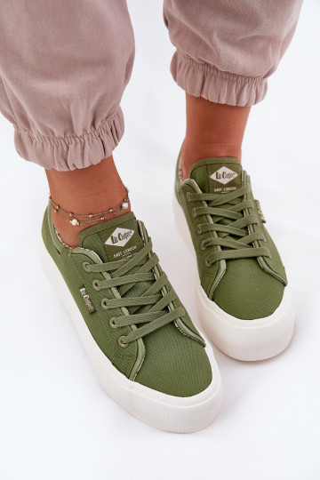 Zapatos de ocio con una plataforma Lee Cooper LCEN-25-31-3449L color verde