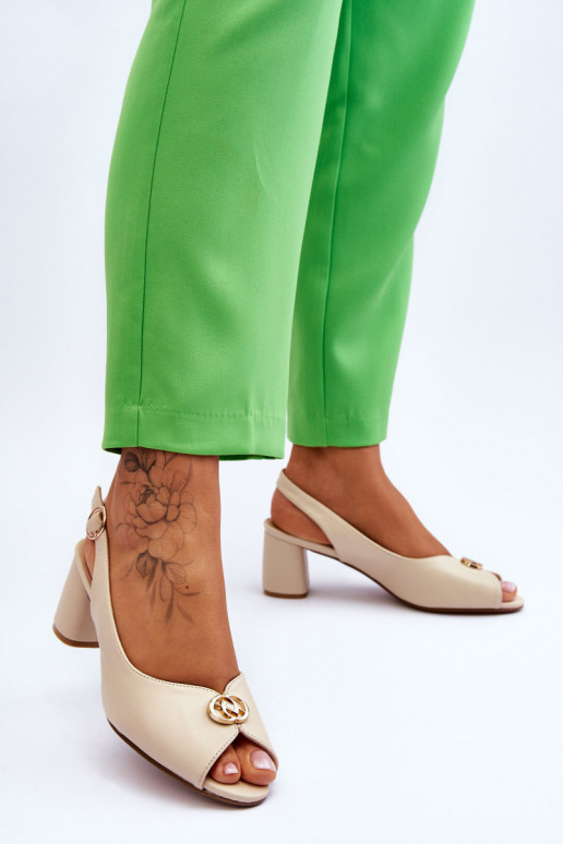 De moda Piel Sandalias de tacón beige Hette