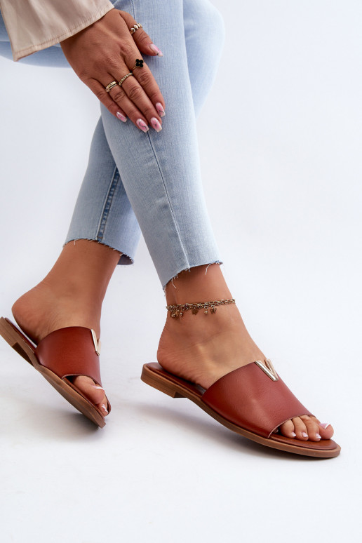 zapatillas de mujer Eko Piel con tacones anchos color marrón Tiene queliha