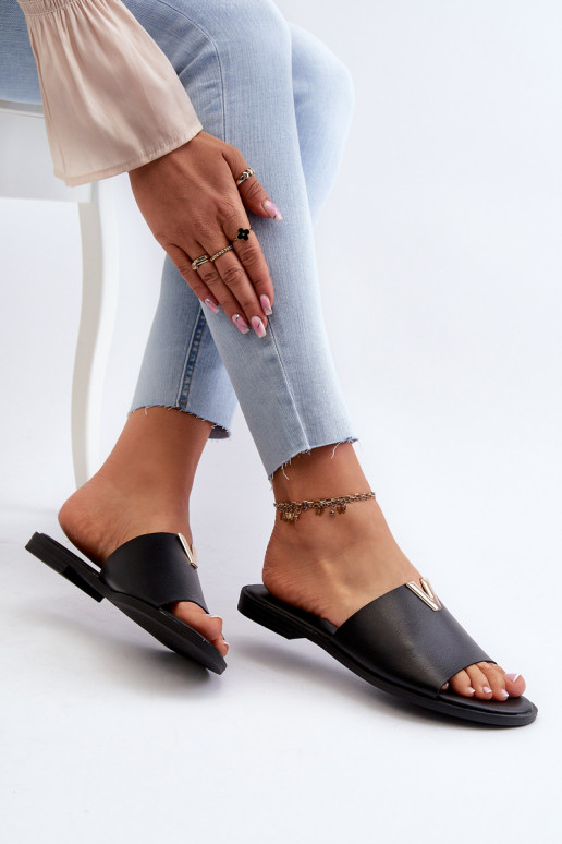 zapatillas de mujer Eko Piel con tacones anchos de color negro Tiene queliha