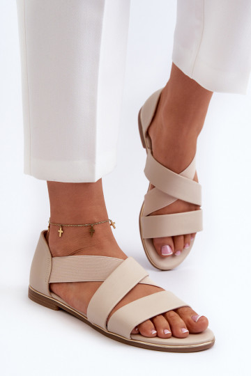 Sandalias de piel con borla. beige Apulia