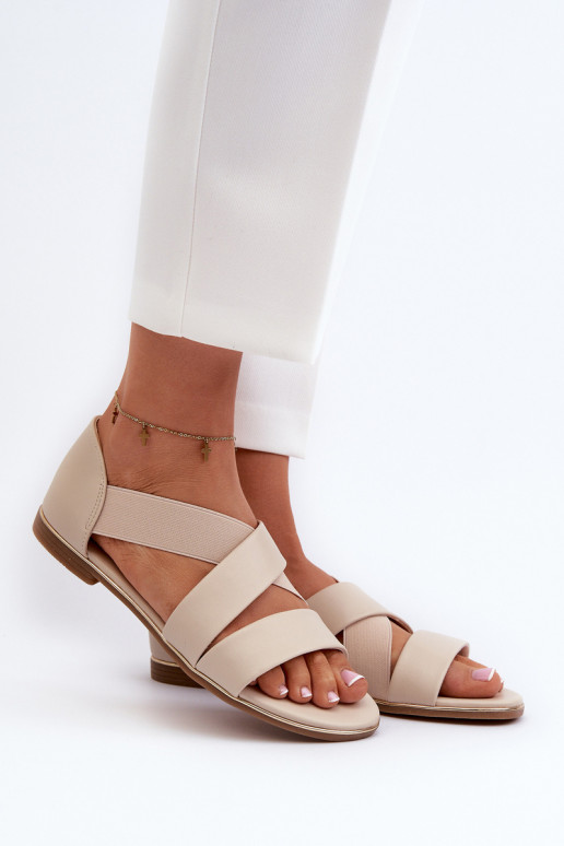 Sandalias de piel con borla. beige Apulia