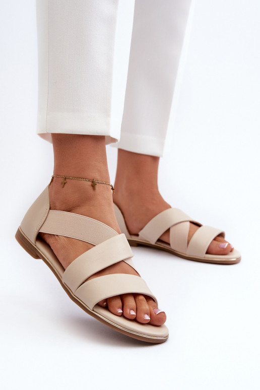 Sandalias de piel con borla. beige Apulia