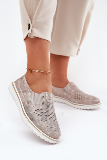 Zapatos de ante de un llamativo modelo en color beige-oro Inez