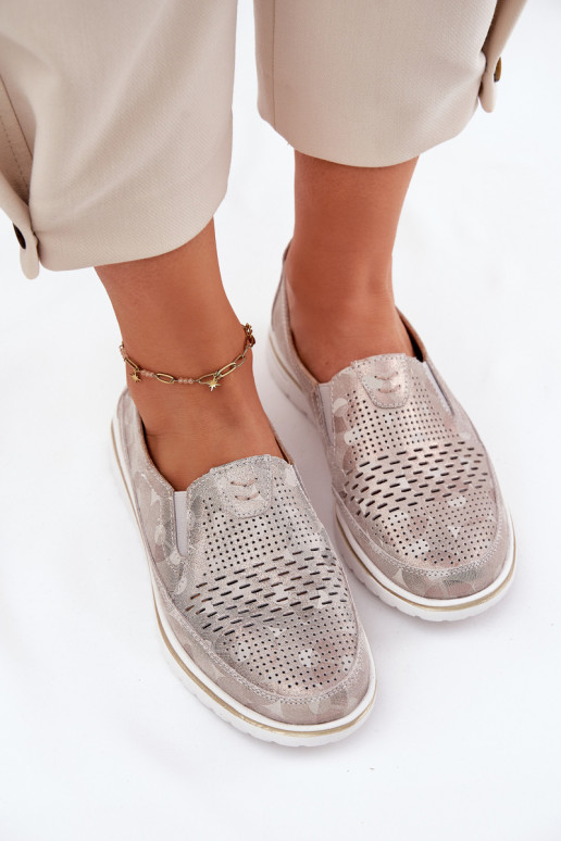 Zapatos de ante de un llamativo modelo en color beige-oro Inez