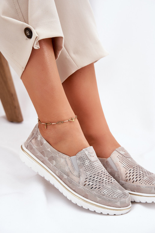 Zapatos de ante de un llamativo modelo en color beige-oro Inez